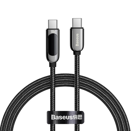 [6953156206571] Baseus data cable Type-C to Type-C 100W 1mt with display fast nylon black CATSK-B01