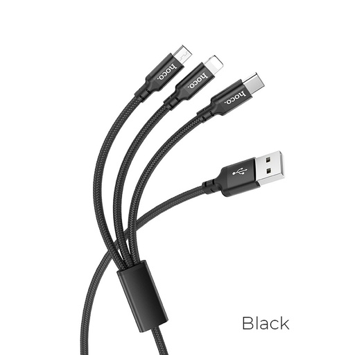 [6931474719157] Hoco Data Cable 3 in 1 Micro USB, Type-C, Lightning 5A black X14