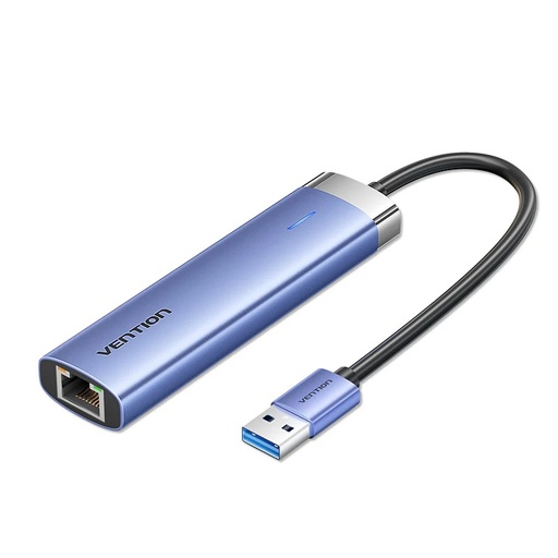 [6922794781245] Vention Hub 5 in 1 with 3 Ports USB, 1 RJ45, 1 USB-C 0,15 mt Blue Aluminum Alloy Type TGFSB
