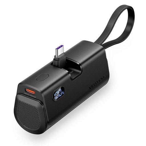[6922794784673] Vention Power Bank 4800mAh 22.5W Foldable Type-C with Data Cable Lightning Black FHQB0