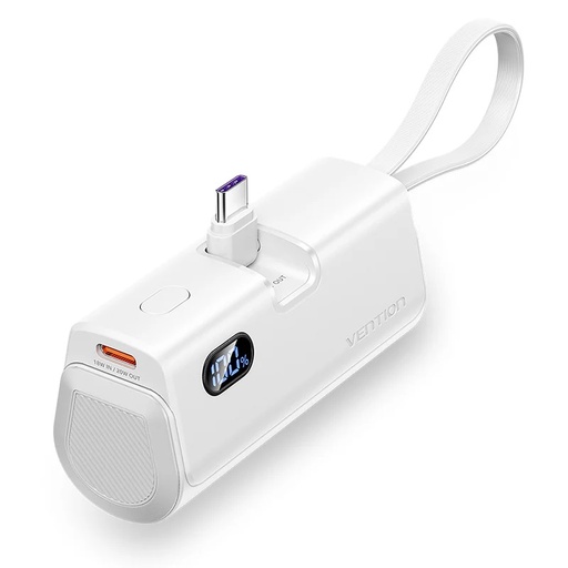 [6922794784680] Vention Power Bank 4800mAh 22.5W Foldable Type-C con Cavo Dati Lightning White FHQW0