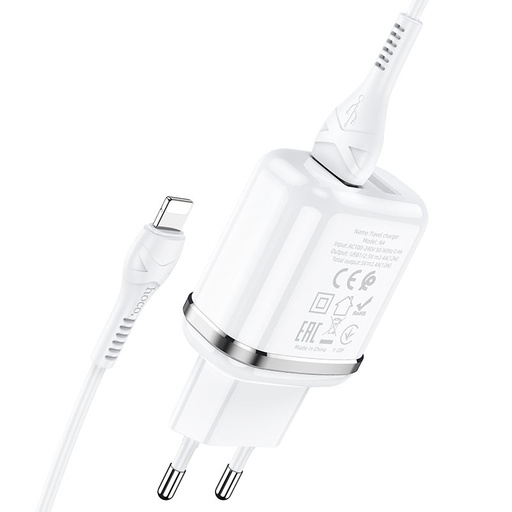 [6931474731029] Hoco USB Caricabatterie 2.4A 2x ports + white Lightning cable N4