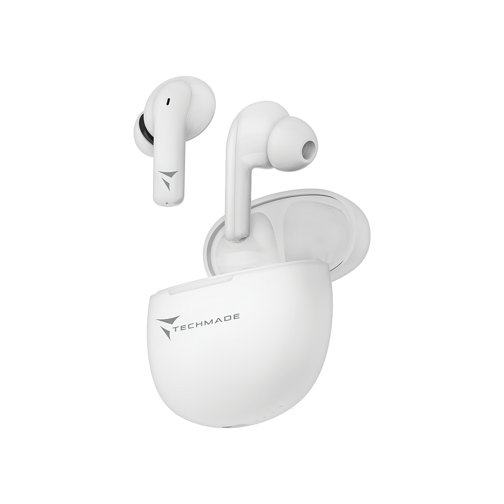 [8099990147545] Techmade TWS Auricolari earbuds with box white TM-K201E-WH