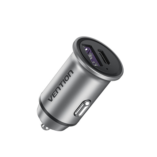 [6922794761681] Vention Caricabatterie per Auto 30W 2 porte (USB) Mini alluminium gray FFFH0