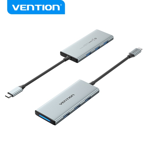 [6922794773769] Vention Hub Type-C 7 in 1 with 1 HDMI, 3 USB 3.0, 1 Support TF/SD, 1 Display Port 0.15mt aluminum gray TOPHB