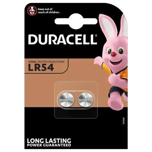 [5000394052550] Duracell Batteria Specialistica Alcalina LR54 1.5V 2 pz 189 191 V10GA LR1130