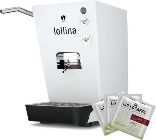 [8052879790515] LolloCaffè Macchina da Caffè Espresso a Cialde Lollina+ White (40 Cialde Omaggio)