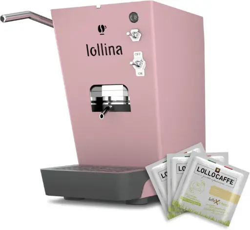 [8052879790768] LolloCaffè Macchina da Caffè Espresso a Cialde Lollina+ Rosa Pop (40 Cialde Omaggio)