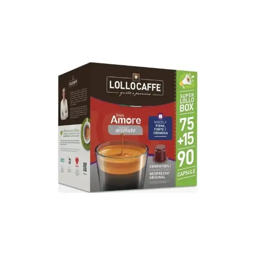[8034097156526] Lollo Caffè Box Coffee in Capsules Compatibile With "Nespresso Original" Absolute Taste 90 Pcs