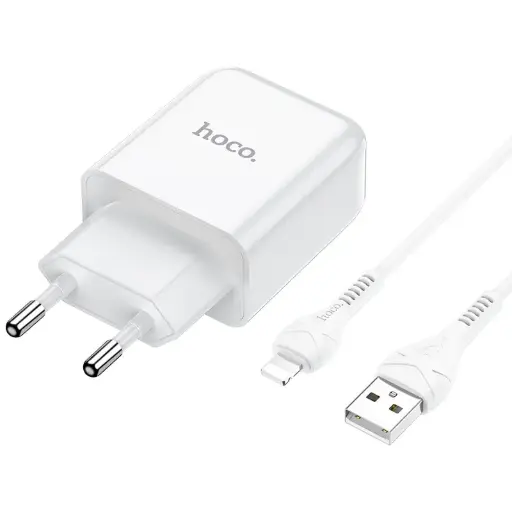 [6931474728838] Hoco Caricabatterie USB Con Cavo Lightning White N2.L