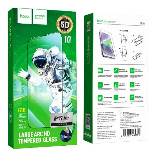 [6942007665353] Hoco Tempered Glass iPhone 17 Air Fullscreen 5D G16