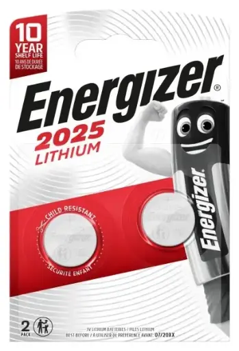 [7638900450330] Energizer Battery Button lithium 3V 2 pcs DL2025 CR2025