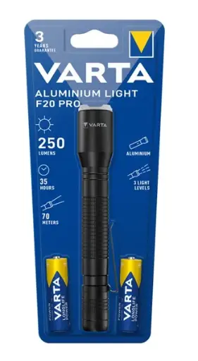 [4008496056446] Varta Torcia In Alluminio F20 Pro 250 Lumen Black 