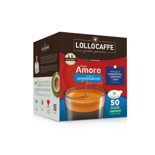 [8034097155833] Lollo Box Coffee Pods Dek Amore Sorprendente 44 mm 50 Pcs