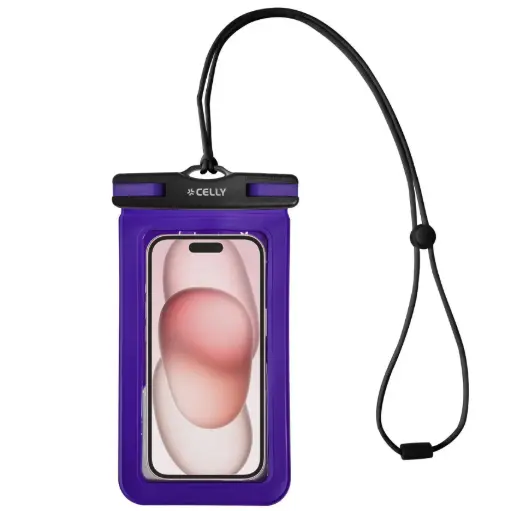[8021735208181] Celly Transparent Waterproof Case To 6.7'' Violet SPLASHBAG24VL