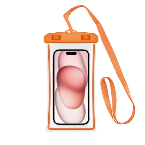 [8021735208174] Celly Custodia Impermeabile Trasparente Fino A 6,7'' Orange SPLASHBAG24ORF