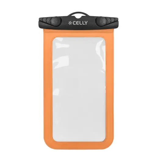 [8021735229018] Celly Transparent Waterproof Case To 7'' Orange SPLASHBAG26OR