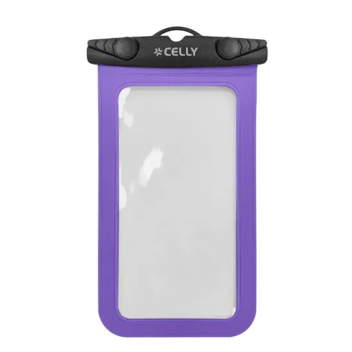 [8021735228998] Celly Custodia Impermeabile Trasparente Fino A 7'' Lilac SPLASHBAG26LI
