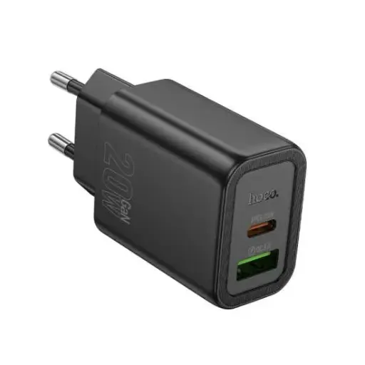 [6942007644235] Hoco Charger 2 Ports (USB + USB-C) 20W N61 Black N61.U.BK