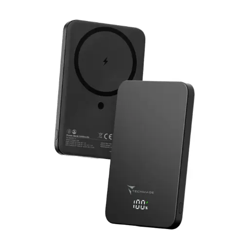 [8099990155991] Techmade Power Bank 5000mAh Magsafe and USB-C Ultra Slim Black (TM-SP3112-BK)