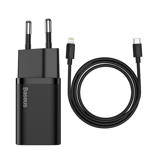 [6953156230057] Baseus Charger USB-C 20W Super-Si Quick + Cavo Type-C To Lightning (1m) Black TZCCSUP-B01