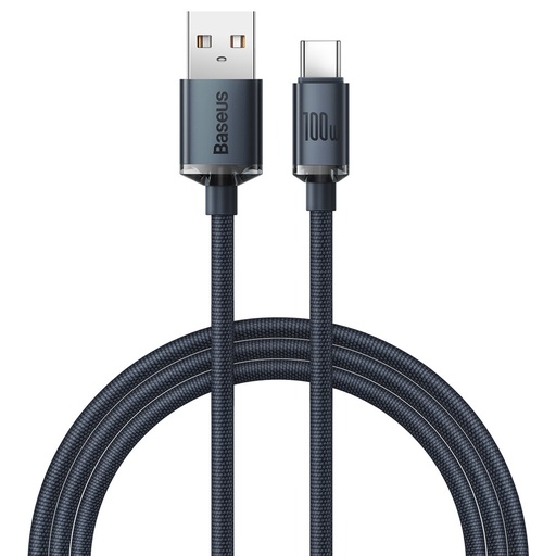 [6932172602802] Baseus Data Cable Type-C 100W 1.2mt Crystal Shine black CAJY000401