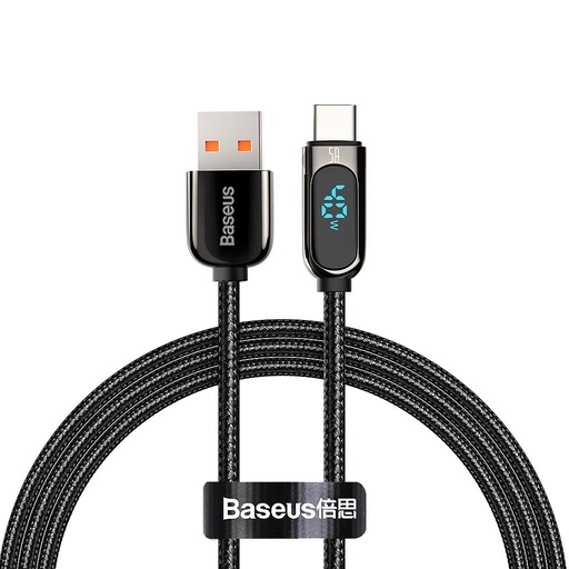 [6953156230224] Baseus Data Cable Type-C 40W 5A with display fast nylon 1mt black CATSK-01
