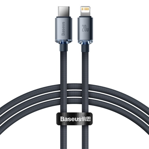 [6932172602772] Baseus Data Cable Type-C to Lightning 20W 2mt Crystal Shine Series black CAJY000301