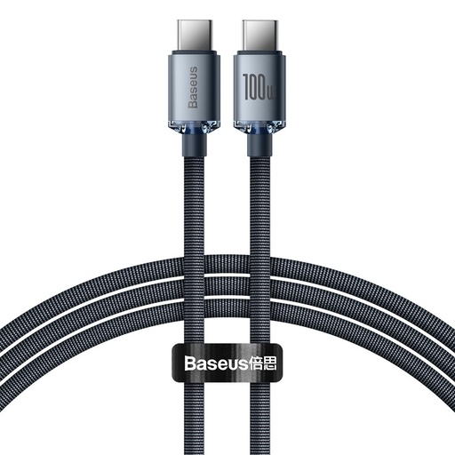 [6932172602864] Baseus Data Cable Type-C to Type-C 100W 1.2mt Crystal Shine Series black CAJY000601