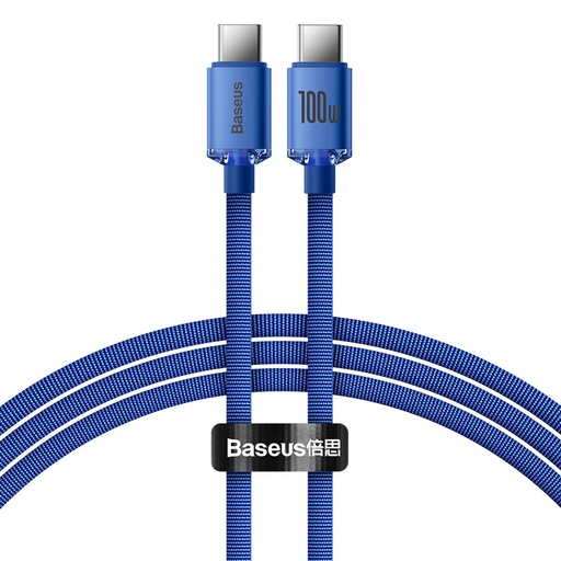 [6932172602871] Baseus Data Cable Type-C to Type-C 100W 1.2mt Crystal Shine blue CAJY000603