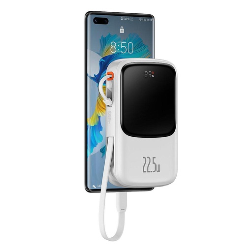 [6932172608491] Baseus Power Bank 10000 mAh 22.5W Qpow Pro Digital Display con Cavo Dati Type-C white PPQD020102