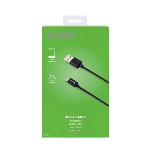 [8021735715559] Cavo dati Type-C Celly USB-C 1mt black
